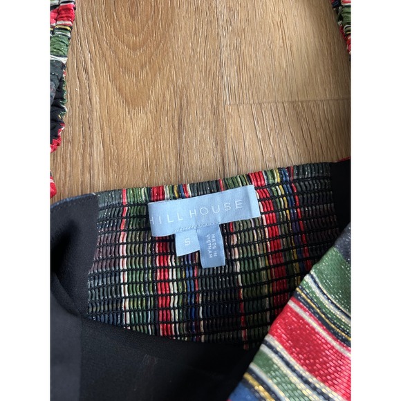 Hill House Matilda Mini Dress Tartan Plaid Metallic Puff Sleeve preppy small - Picture 4 of 9